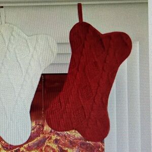 Bone shaped knitted red Christmas stocking